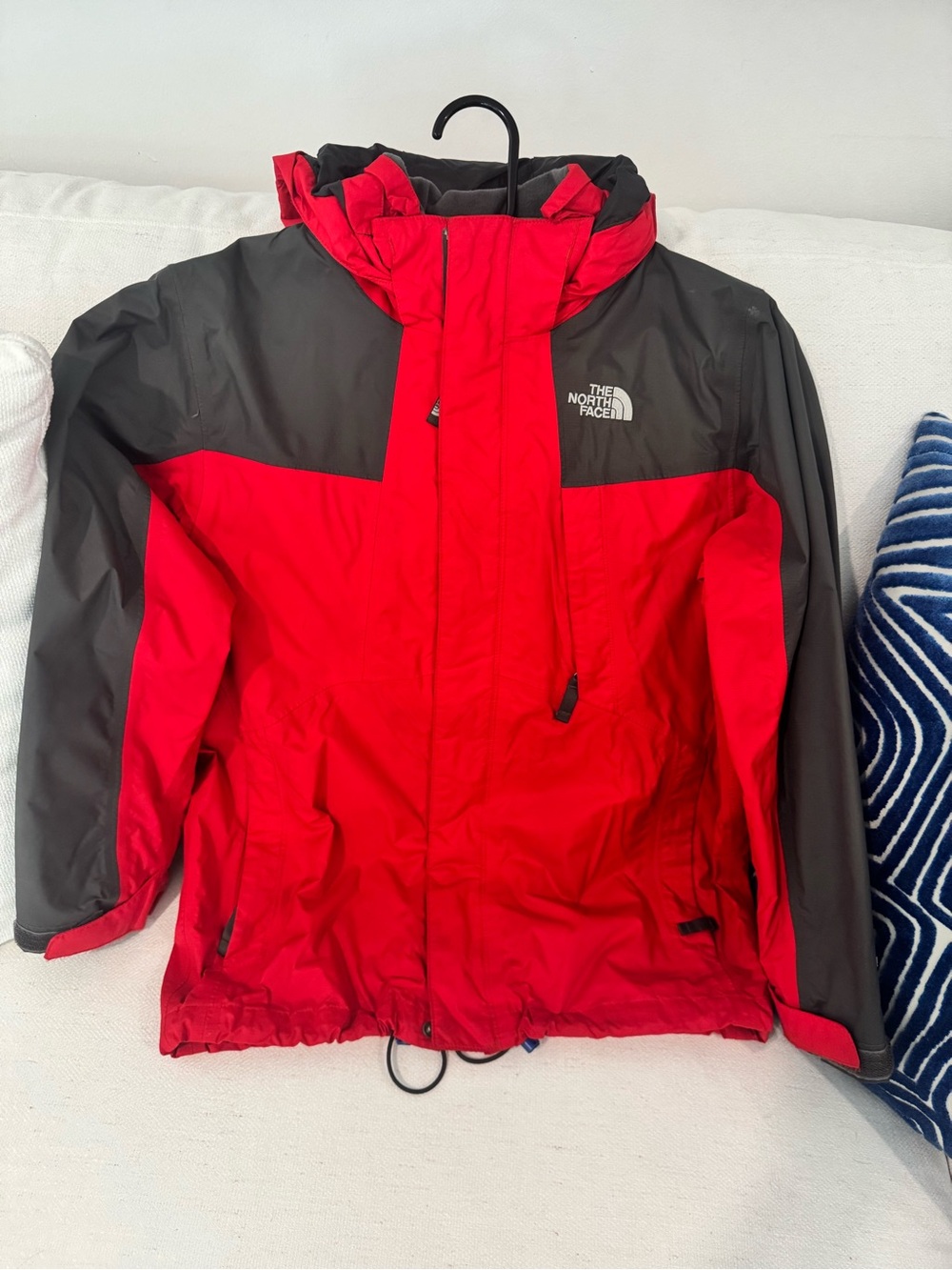 The North Face Red and Charcoal Kids' Hooded Raincoat